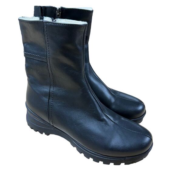 La Canadienne NWOB Aidan Shearling Lined Leather Bootie Black Size 6.5 Side Zip - Picture 3 of 10